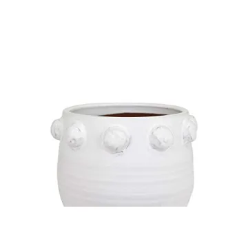 Creative Co-Op White Terracotta Planter with Bubble Design at Top