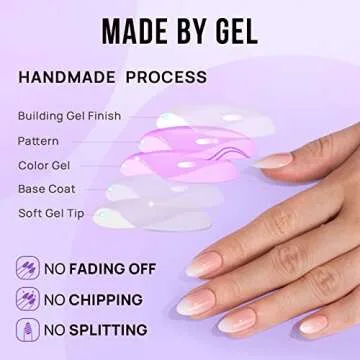 Almond Press On Nails Medium - BTArtbox Soft Gel Ombre Fake Nails with Nail Glue, Semi-Transparent Reusable Glue On Nails in 16 Sizes - 30PCS Stick On Nails Kit, Vanilla Cream Almond