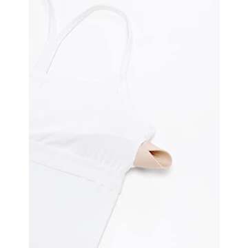 CRZ YOGA Butterluxe Womens Workout Racerback Tank Top with Built in Bra - Scoop Neck Spaghetti Strap Padded Slim Camisole White Medium