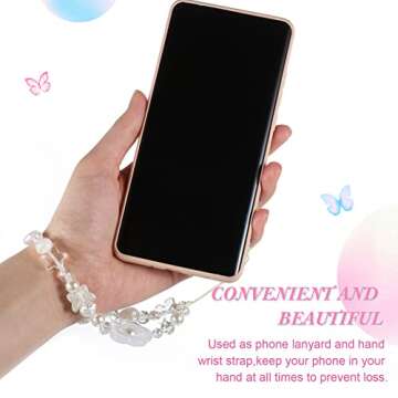 LEIFIDE 2 Pcs Phone Charms Strap Beaded Pink Cute Aesthetic Love Lanyard Wrist Strap Beaded Phone Ke...