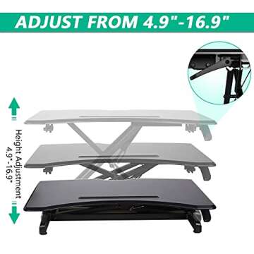 FLEDEX Standing Desk Converter 30 inch, Height Adjustable Sit Stand Riser, Up for Home Office, to Tabletop with Keyboard Tray Dual Monitors