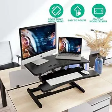 FLEDEX Standing Desk Converter 30 inch, Height Adjustable Sit Stand Riser, Up for Home Office, to Tabletop with Keyboard Tray Dual Monitors