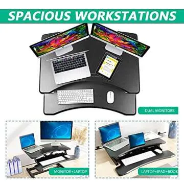 FLEDEX Standing Desk Converter 30 inch, Height Adjustable Sit Stand Riser, Up for Home Office, to Tabletop with Keyboard Tray Dual Monitors