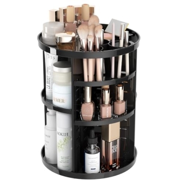 Jiavarry 360° Rotating Makeup Organizer – Adjustable Carousel for Skincare & Cosmetics