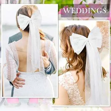 Juinte Bridal Hair Bow with Pearls - Bachelorette Party Accessory