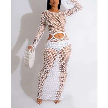 Summer Beach Dresses for Women Swimsuit Coverup - Sun Dresses Women Casual Swim Cover Up Long Sleeve...