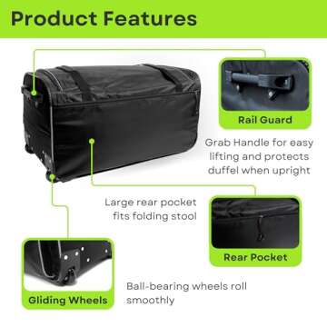 Ecogear Dance Bag with Garment Rack, 28 Inch Rolling Duffel Ideal for Dance Competition & Travel, Wheeled Upright Luggage with Easy-assembly Lightweight Aluminum Clothes Rack, Black/Gray