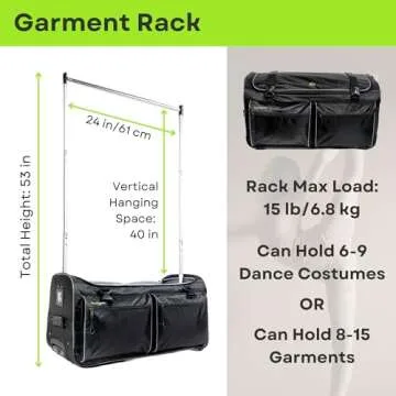 Ecogear Dance Bag with Garment Rack, 28 Inch Rolling Duffel Ideal for Dance Competition & Travel, Wheeled Upright Luggage with Easy-assembly Lightweight Aluminum Clothes Rack, Black/Gray