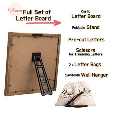 Rustic Wood Frame Gray Felt Letter Board 10x10 Inches