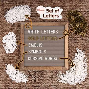 Rustic Wood Frame Gray Felt Letter Board 10x10 Inches