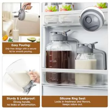 JunVpic 32 oz Glass Mason Jar Pitcher for Freshness