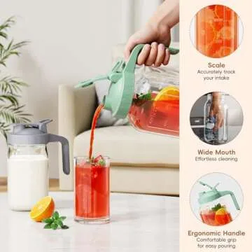 JunVpic 32 oz Glass Mason Jar Pitcher for Freshness