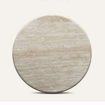 SNOWERIA Coffee Tablw Coffee Table Natural Round Travertine Coffee Table Small Apartment Home Modern Simple B&B Coffee Table Home Decor(60 * 60 * 35cm)