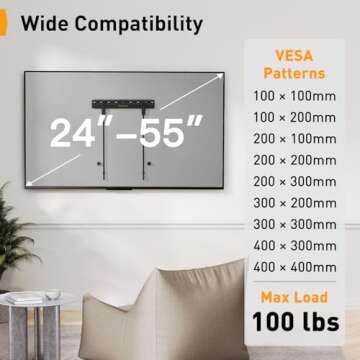 No Drill Perlegear TV Wall Mount for 24-55 Inch TVs