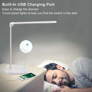 LED Desk Lamp with USB & Adjustable Lighting Modes