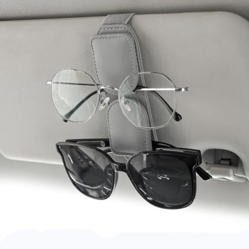 JESTOP Sunglasses Holder for Car, Magnetic Leather Sunglasses Clip for Car Visor, Glasses Hanger Cli...