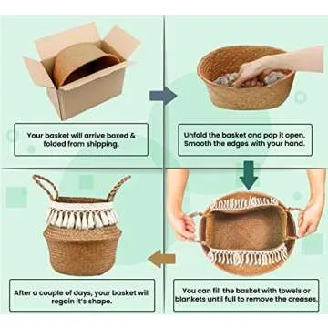 ZPirates Plant Basket with Stylish Bamboo Stand - 10 Inches