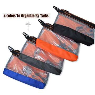 WELKINLAND Clear Tool Pouch Set - 4 Durable Color-Coded Tool Bags