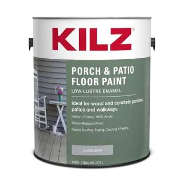 KILZ Low-Lustre Enamel Porch & Patio Latex Floor Paint, Interior/Exterior, Silver Gray, 1 Gallon