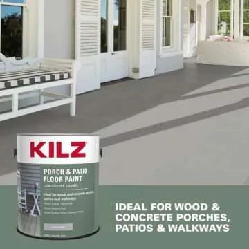 KILZ Low-Lustre Enamel Porch & Patio Latex Floor Paint, Interior/Exterior, Silver Gray, 1 Gallon