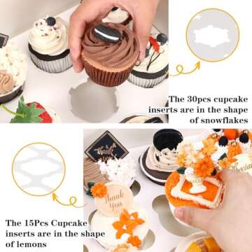 Moretoes 15 Sets Cupcake Boxes with Window and Inserts