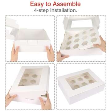 Moretoes 15 Sets Cupcake Boxes with Window and Inserts