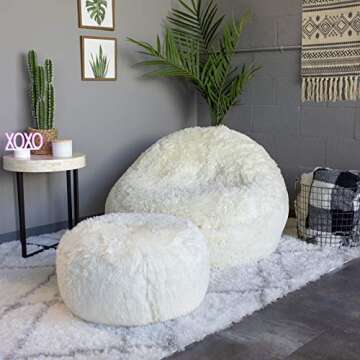 Air Candy Soft Ivory Faux Fur Inflatable Chair