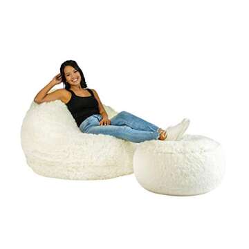 Air Candy Soft Ivory Faux Fur Inflatable Chair