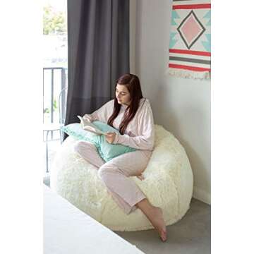 Air Candy Soft Ivory Faux Fur Inflatable Chair