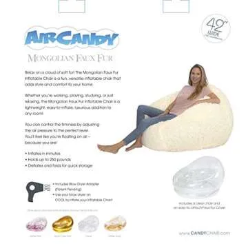 Air Candy Soft Ivory Faux Fur Inflatable Chair