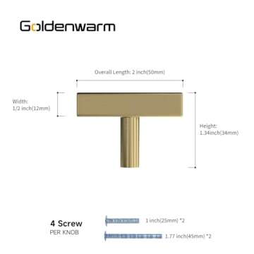 goldenwarm 5 Pack Champagne Bronze Cabinet Knobs Antique Brass Knobs Brushed Bronze Cabinet Knobs T ...