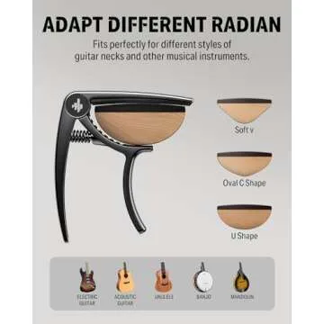 Donner Guitar Capo for Electric and Acoustic Guitar DC-2, Ukulele Capo Black with 4 Picks