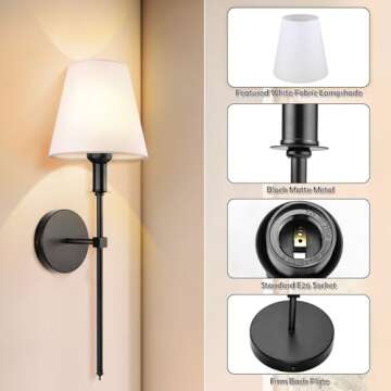 SoodMi Wall Sconces Sets of 2, Retro Industrial Wall Lamps, Bathroom Vanity Sconces Wall Lighting wi...