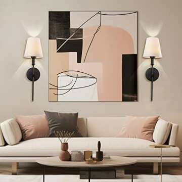 SoodMi Wall Sconces Sets of 2, Retro Industrial Wall Lamps, Bathroom Vanity Sconces Wall Lighting with White Fabric Shades, Wall Lights for Bedroom Living Room Kitchen and Corridor