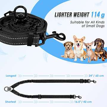 AUTOWT Double Dog Leash, No Tangle 360°Swivel Rotation Reflective Lead Attachment Adjustable Length Dual Two Dogs Lead Splitter, Comfortable Shock Absorbing Walking Training for 2 Dogs