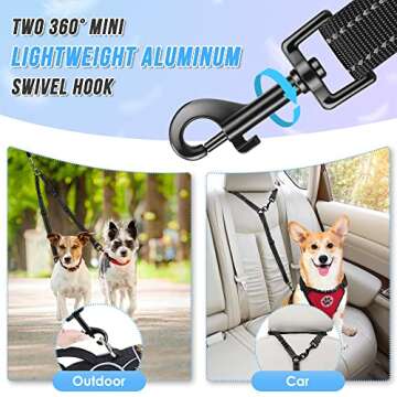 AUTOWT Double Dog Leash, No Tangle 360°Swivel Rotation Reflective Lead Attachment Adjustable Length Dual Two Dogs Lead Splitter, Comfortable Shock Absorbing Walking Training for 2 Dogs