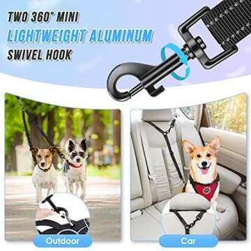 AUTOWT Double Dog Leash, No Tangle 360°Swivel Rotation Reflective Lead Attachment Adjustable Length Dual Two Dogs Lead Splitter, Comfortable Shock Absorbing Walking Training for 2 Dogs
