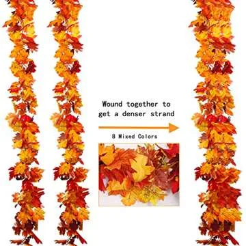 Aneco Colorful Autumn Leaf Garland Set for Seasonal Decor
