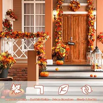 Aneco Colorful Autumn Leaf Garland Set for Seasonal Decor