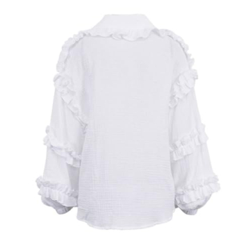 Stylish colarat Women's Lantern Long Sleeve Ruffle Blouse