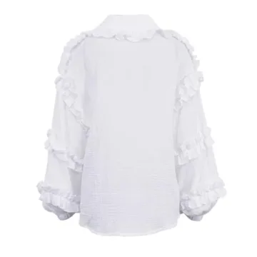 Stylish colarat Women's Lantern Long Sleeve Ruffle Blouse