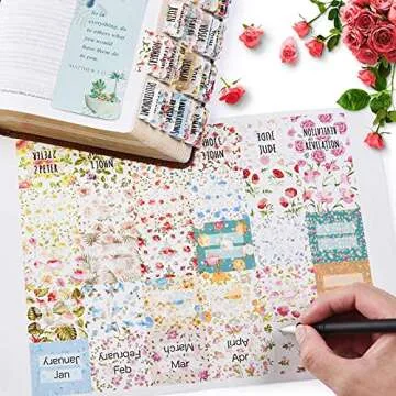 Bible Tabs, Bible Journaling Supplies, Personalized Bible Tabs for Women and Girl, 90 Bible Index tabs in Total, 66 Bible tabs for Old and New Testament, Additional 24 Blank tabs