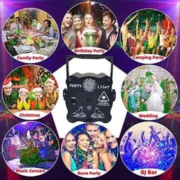 Party Lights, Disco Ball DJ Light with Remote Control - Sound Activated Stage Laser Light Indoor Strobe Light for Parties Christmas Halloween Glow Party Decorations Lights Rave Lights Dancing