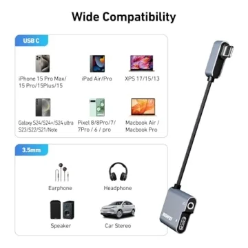 USB C to Audio Jack Adapter with 60W Fast Charging