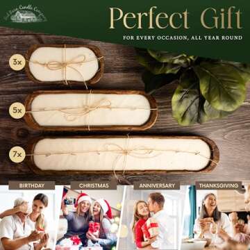 Red Barn Candle Company Wood Dough Bowl Candles | 100% Natural Soy Wax & Essential Oil Infused | Odor Eliminating + Pet Safe | Scented Candle Gifts for Men & Women (Christmas Tree, 3-Wick)