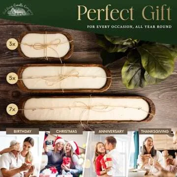 Red Barn Candle Company Wood Dough Bowl Candles | 100% Natural Soy Wax & Essential Oil Infused | Odor Eliminating + Pet Safe | Scented Candle Gifts for Men & Women (Christmas Tree, 3-Wick)