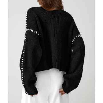 PRETTYGARDEN Women's Chunky Knit Winter Sweaters Casual Long Sleeve Mock Neck Oversized Loose Pullover Sweater Tops (Black,Large)