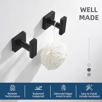 Angle Simple Bathroom Towel Hook 2 Pack for Modern Homes