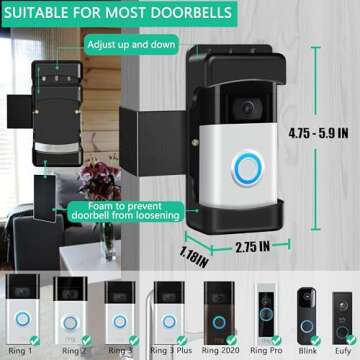Video Doorbell Holder for Apartment Door - Secure, No-Drill Installation