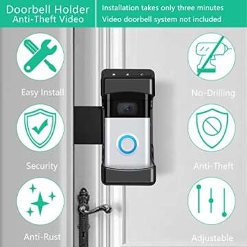 Secure Video Doorbell Holder - No Drill & Anti-Theft